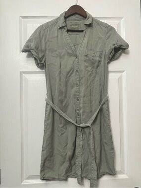 Abercrombie & Fitch Sage Green Short-Sleeve Shirt Dress with Tie Belt